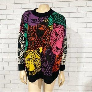 Farm Rio Women’s Mixed Midnight Leopards Sweater - Size Small